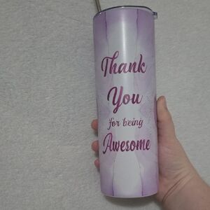 Purple and White Tumbler with Inspirational Message